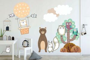 Fantastická nálepka na stenu do detskej izby zvieratká priatelia 80 x 160 cm