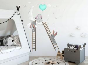 Rozkošná nálepka na stenu do detskej izby nočné králiky 60 x 120 cm