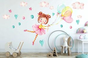 Rozprávková nálepka na stenu balónová víla 80 x 160 cm