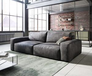 DELIFE Veľká pohovka Lanzo 230x95 cm imitácia kože vintage antracitová