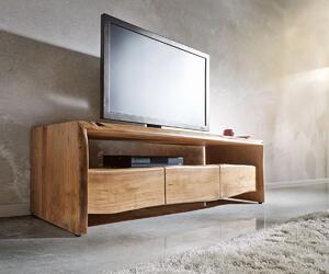 DELIFE TV stolík Live-Edge 145 cm akácia prírodná priehradka 3 zásuvky