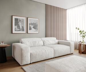 DELIFE Veľká pohovka Sirpio 230x95 cm bouclé bielo-krémová s taburetom