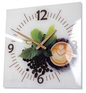 Kuchynské hodiny s drevenými ručičkami s cappuccinom