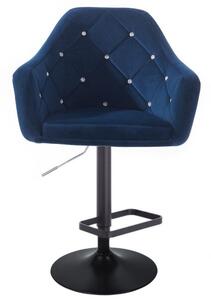 LuxuryForm Barová stolička ROMA VELUR na čiernom tanieri - modrá
