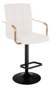 LuxuryForm Barová stolička VERONA GOLD na čiernom tanieri - biela