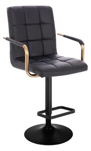LuxuryForm Barová stolička VERONA GOLD na čiernom tanieri - čierna