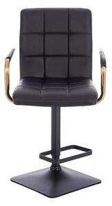 LuxuryForm Barová stolička VERONA GOLD na čiernej hranatej základni - čierna