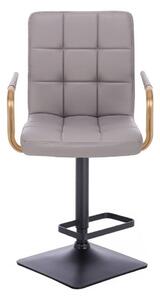 LuxuryForm Barová stolička VERONA GOLD na čiernej hranatej základni - šedá