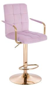 LuxuryForm Barová stolička VERONA GOLD VELUR na zlatom tanieri - levanduľa