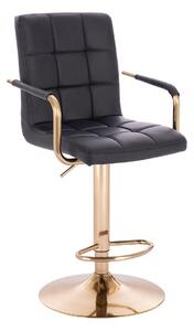 LuxuryForm Barová stolička VERONA GOLD na zlatom tanieri - čierna