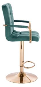 LuxuryForm Barová stolička VERONA GOLD VELUR na zlatom tanieri - zelená