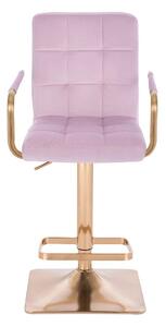 LuxuryForm Barová stolička VERONA GOLD VELUR na zlatej hranatej základni - levanduľa