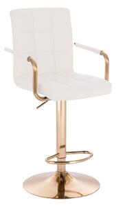 LuxuryForm Barová stolička VERONA GOLD na zlatom tanieri - biela