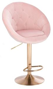 LuxuryForm Barová stolička VERA VELUR na zlatom tanieri - svetlo ružová