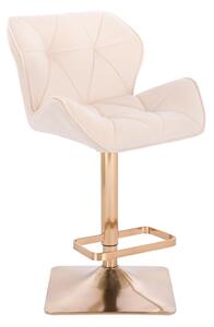 LuxuryForm Barová stolička MILANO VELUR na zlatej hranatej podstave - krémová