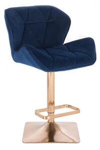 LuxuryForm Barová stolička MILANO VELUR na zlatej hranatej podstave - modrá
