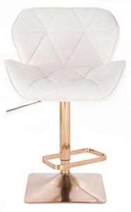 LuxuryForm Barová stolička MILANO na zlatej hranatej podstave - biela