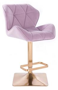 LuxuryForm Barová stolička MILANO VELUR na zlatej hranatej podstave - levanduľa