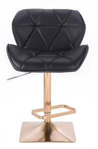 LuxuryForm Barová stolička MILANO na zlatej hranatej podstave - čierna