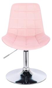 LuxuryForm Stolička PARIS VELUR na striebornom tanieri - svetlo ružová