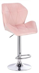 LuxuryForm Barová stolička MILANO MAX VELUR na striebornom tanieri - svetlo ružová