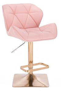 LuxuryForm Barová stolička MILANO na zlatej hranatej podstave - ružová