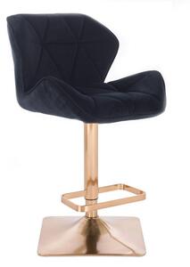 LuxuryForm Barová stolička MILANO VELUR na zlatej hranatej podstave - čierna