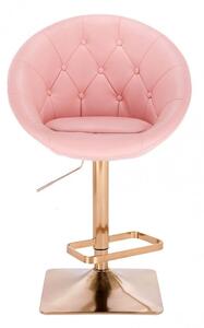 LuxuryForm Barová stolička VERA na zlatej hranatej podstave - ružová