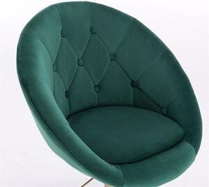 LuxuryForm Barová stolička VERA VELUR na zlatej hranatej podstave - zelená