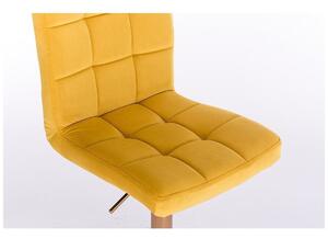 LuxuryForm Barová stolička TOLEDO VELUR na zlatej hranatej podstave - žltá