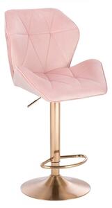LuxuryForm Barová stolička MILANO MAX VELUR na zlatom tanieri - svetlo ružová