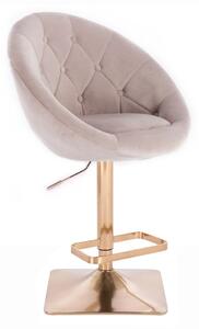 LuxuryForm Barová stolička VERA VELUR na zlatej hranatej podstave - béžová