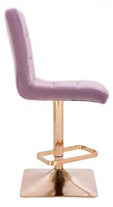 LuxuryForm Barová stolička TOLEDO VELUR na zlatej hranatej podstave - levanduľa