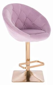 LuxuryForm Barová stolička VERA VELUR na zlatej hranatej podstave - levanduľa