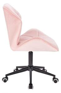 LuxuryForm Stolička MILANO MAX VELUR na čiernej podstave s kolieskami - svetlo ružová