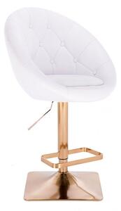LuxuryForm Barová stolička VERA na zlatej hranatej podstave - biela
