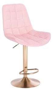 LuxuryForm Barová stolička PARIS VELUR na zlatom tanieri - svetlo ružová
