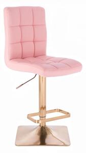 LuxuryForm DESIGN Barová stolička TOLEDO na zlatej hranatej podstave - ružová
