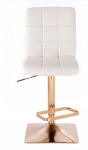 LuxuryForm Barová stolička TOLEDO na zlatej hranatej podstave - biela