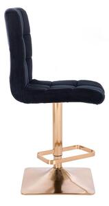 LuxuryForm Barová stolička TOLEDO VELUR na zlatej hranatej podstave - čierna