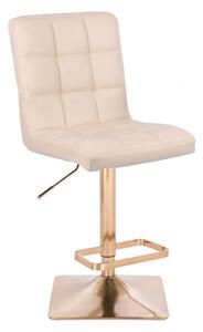 LuxuryForm Barová stolička TOLEDO na zlatej hranatej podstave - krémová