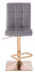 LuxuryForm Barová stolička TOLEDO na zlatej hranatej podstave - šedá
