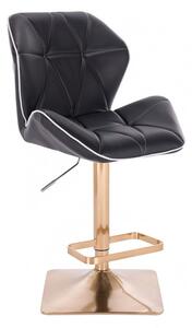 LuxuryForm Barová stolička MILANO MAX na zlatej hranatej podstave - čierna