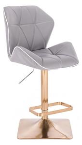 LuxuryForm Barová stolička MILANO MAX na zlatej hranatej podstave - šedá