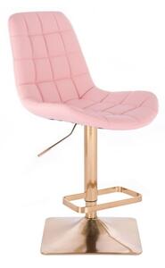 LuxuryForm Barová stolička PARIS na zlatej hranatej podstave - ružová