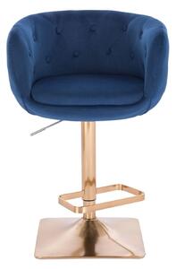 LuxuryForm Barová stolička MONTANA VELUR na zlatej hranatej podstave - modrá