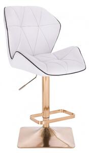 LuxuryForm Barová stolička MILANO MAX na zlatej hranatej podstave - biela