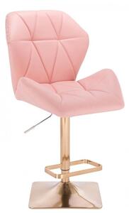 LuxuryForm Barová stolička MILANO MAX na zlatej hranatej podstave - ružová