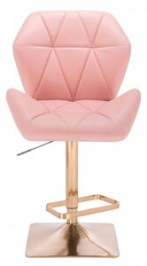 LuxuryForm Barová stolička MILANO MAX na zlatej hranatej podstave - ružová