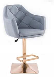 LuxuryForm Barová stolička ANDORA na zlatej hranatej podstave - šedá